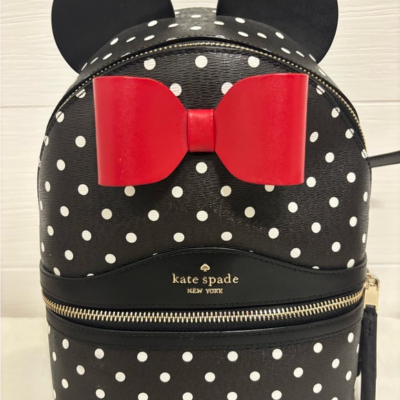 Kate Spade Black and White Polka Dot Backpack with Red Bow main image 11